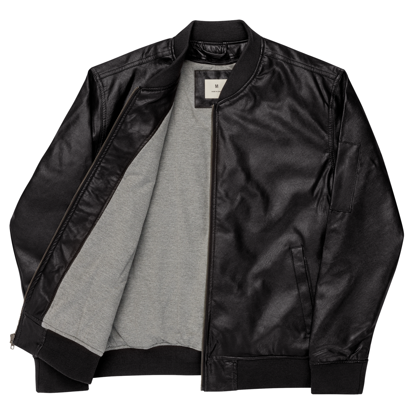 Logo Pu Leather Bomber Jacket