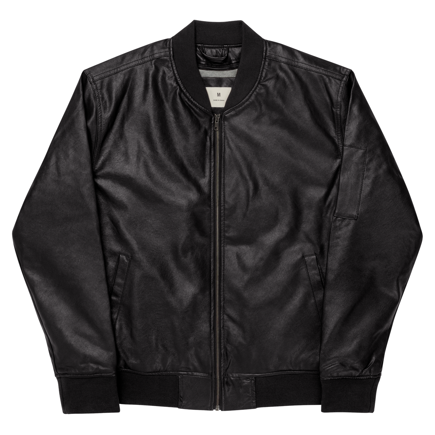 Logo Pu Leather Bomber Jacket