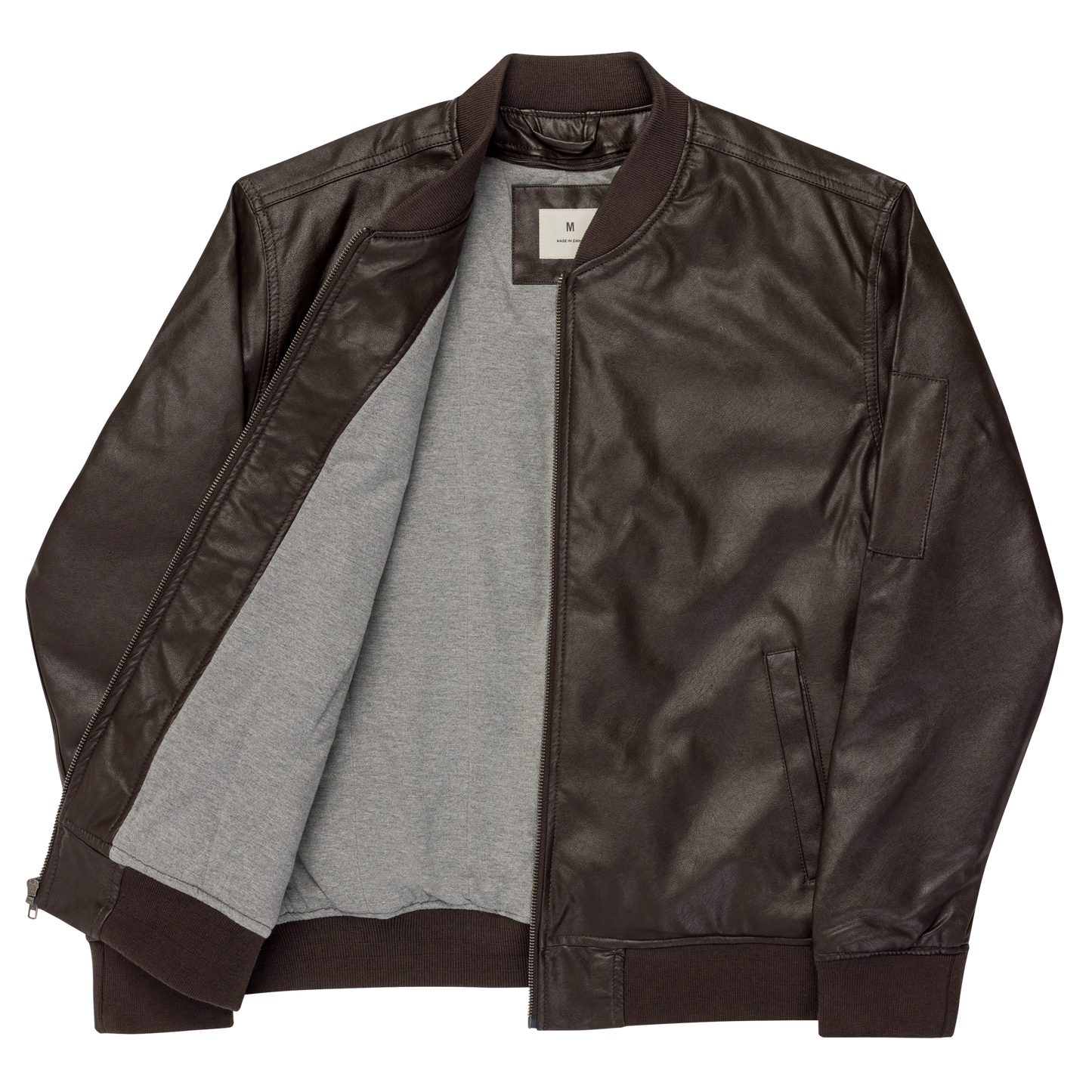 Logo Pu Leather Bomber Jacket