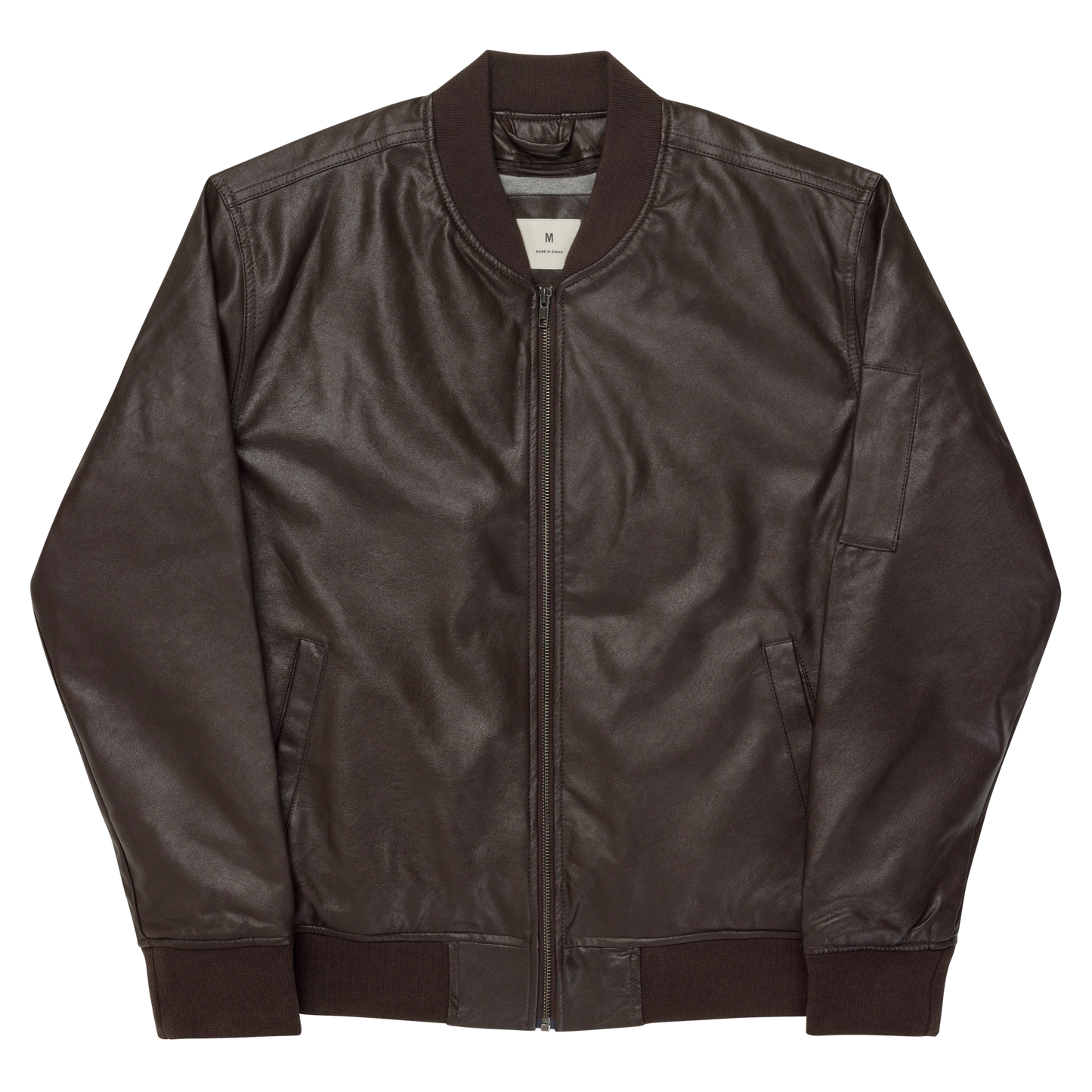 Logo Pu Leather Bomber Jacket