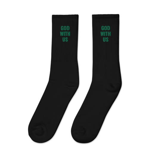 God With Us Embroidered Socks